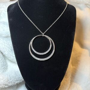 Elegant Silver Double Hoop Necklace